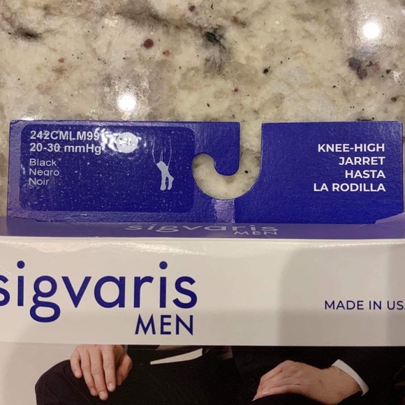 Sigvaris M/L Men Style Black Merino Wool Medical Knee-High Compression Socks - Picture 3 of 3